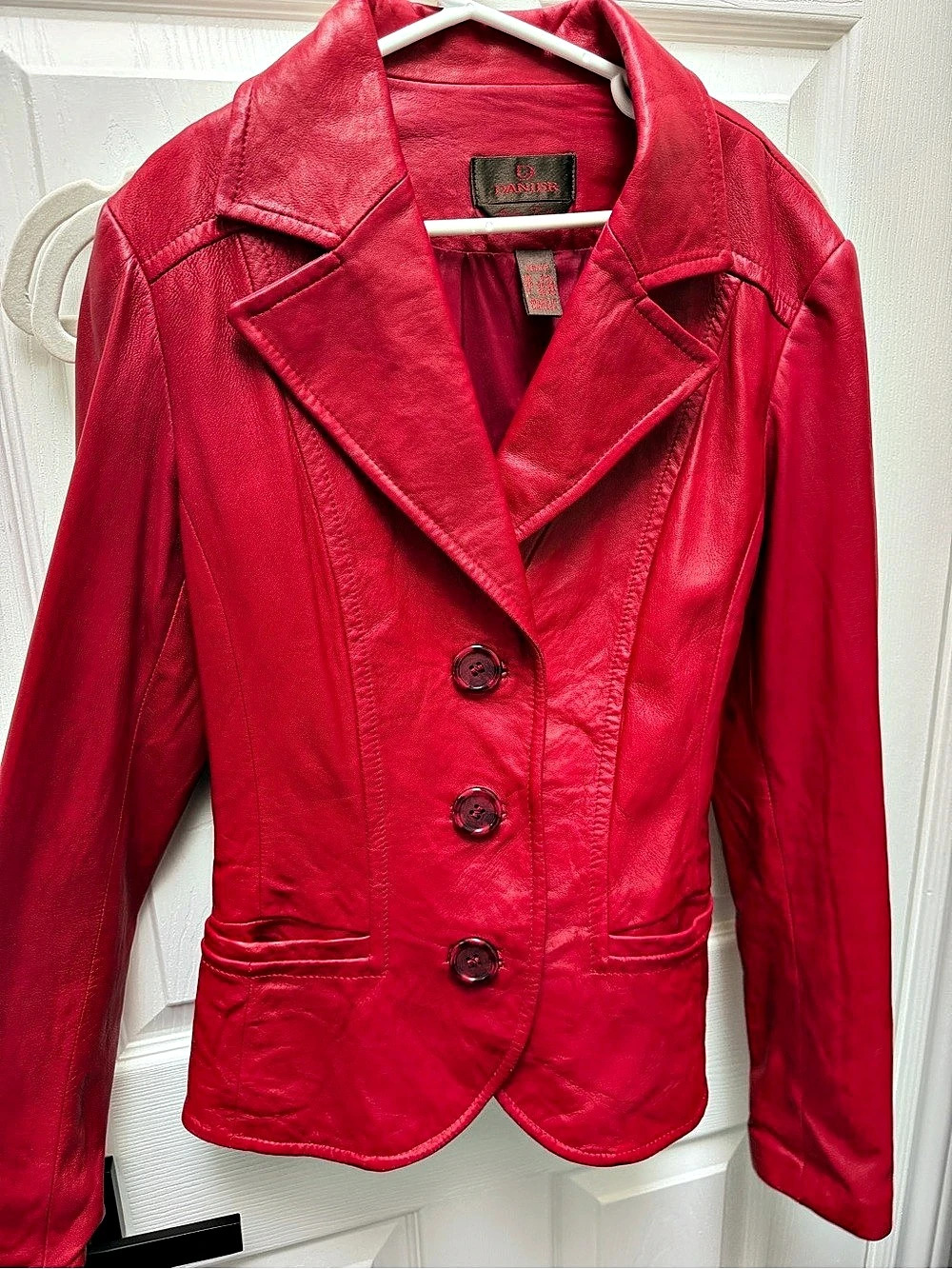 Danier Classic Leather Red Leather Jacket XS